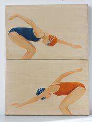 2 Original oil paintings on stretched canvases "The Swimmer" (20*30 cm).