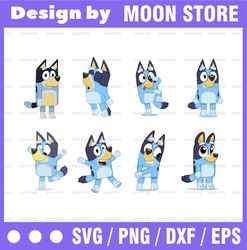 10 Designs Bluey SVG Bundle | Bluey svg | Bluey birthday | Bluey party supplies | Bluey birthday decorations| dog|PNG|EP