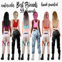 Girls clipart: "BEST FRIEND CLIPART" Girly Planner Mug Designs Girl Illustration Besties clipart Ombre Hairstyles Sexy g