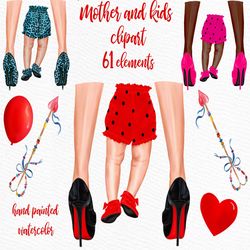 Mother and child clipart: "LEGS SHOES CLIPART" Mothers day clipart Red Heels Long Legs Fashion clipart Infant baby clipa