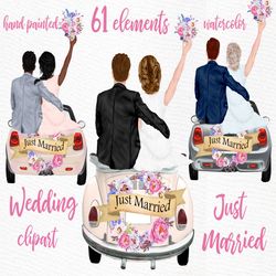 Bride and Groom clipart: "WEDDING CLIPART" Wedding illustrations Wedding dress Just married Wedding Invitation Wedding m