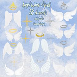 Angel wings clipart: "HALO CLIPART" Haven Background Sky landscape Cross clipart Religious clipart Angel Wings Graphics