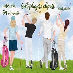 Golf clipart: "GOLFERS CLIPART" Golf players Clipart Golf Bag Clipart Sport Clipart Sport Couples People clipart Portrai