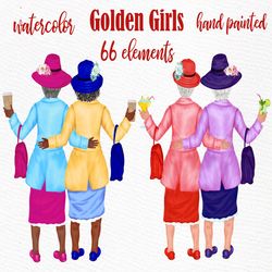 Old Ladies clipart: "GOLDEN LADIES CLIPART" Granny clipart Older Women graphics Grandma Portrait Bff clipart Cocktail Pn