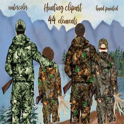 Hunting clipart: "FATHER AND SON" Hunters clipart Family clipart Father's day clipart Father and child Hunting graphics