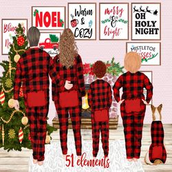 Christmas family clipart: "PLUS SIZE FAMILY" Matching pajamas Family Christmas Parents and Kids Planner Graphics Buffalo