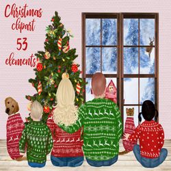Christmas family clipart: "PLUS SIZE FAMILY" Christmas Mug Matching Sweaters Family Christmas Parents and Kids Dog clipa