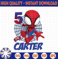 Personalized Spidey and His Amazing Friends Birthday Png, Boy's Spidey Birthday Png, Spidey Birthday Boy