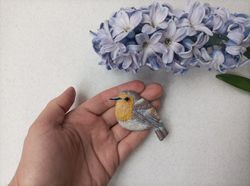 Brooch bird. brooch for women, Handmade insect jewelry,
