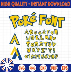 Pokemon Font Svg Layered Cricut , Pokemon Font Svg, Pokemon Alphabet Png, Instant Download