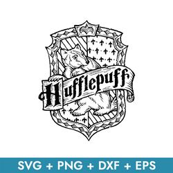 Hufflepuff House Emblem Outline Svg, Harry Potter House Crest Svg, School Of Magic House Crest Svg, Instant Download