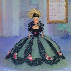 crochet pattern PDF- Fashion doll dress Miss September-Crochet  vintage pattern for Barbie dress Digital download