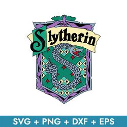 Slytherin Crest Svg, Harry Potter House Crest Svg, School Of Magic House Crest Svg, Instant Download