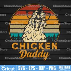Vintage Chicken Daddy Svg, Vintage Retro Sunset, Funny Chicken Lover Png, Chicken Dad Father Farmer Retro Svg