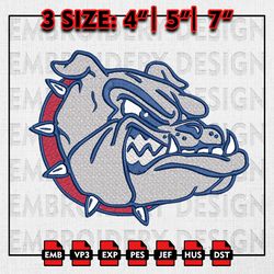Gonzaga Bulldogs Embroidery files, NCAA D1 teams Embroidery Designs, Gonzaga Bulldogs Machine Embroidery Pattern