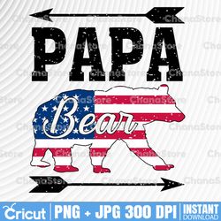 Papa Bear American Flag 4th Of July Png, Father's Day Gift Dad Png, Papa Bear Png