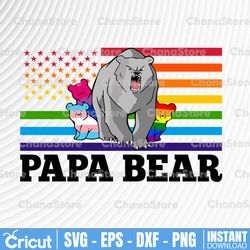 Papa Bear Svg, LGBT Pride Gay Lesbian Svg, Father's Day Svg, Free Dad Hugs Papa Bear LGBTQ Gay Pride Fathers Day Svg