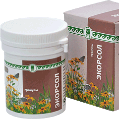 Ecorsol, tea drink. Improves the functioning of the liver and biliary tract in opisthorchiasis