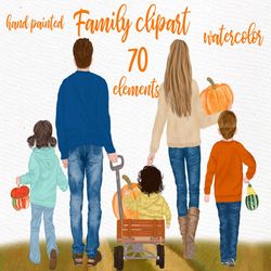 Fall clipart: "FAMILY CLIPART" Parents with kids Thanksgiving clipart Autumn clipart Autumn Family Custom Pumpkin clipar