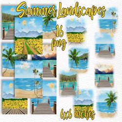 summer landscapes clipart: "beach landscapes" beach backdrop custom landscapes mug design sunflower landscape summer bac