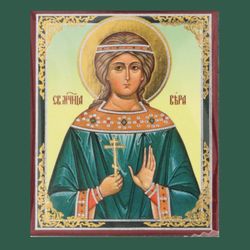 St Faith | The Holy Martyrs Faith, Hope and Love and Their Mother, Saint Sophia | Miniature icon |  Size: 2,5" x 3,5" |