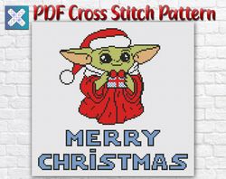 Baby Yoda Cross Stitch Pattern / Star Wars Cross Stitch Pattern / Christmas Cross Stitch Pattern / The Mandalorian Chart