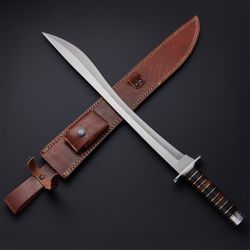 modern swords, d2 steel blade with leather sheath Walnut With Brass Spacers gift swords mk 3621m