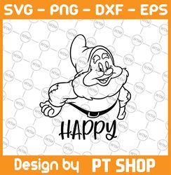 Dwarf Happy ,Snow White and the Seven Dwarfs Movie svg,Walt Disney Quotes SVG, DXF,PNG, Clipart, Cricut, Quotes, Silhoue