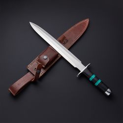 custom handmade d2 steel dagger hunting knife with leather sheath handle cotton micarta gift knife mk3625m