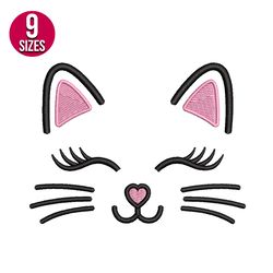 Cat Face embroidery design, Machine embroidery pattern, Instant Download