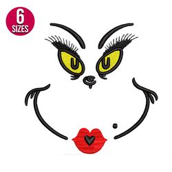 Mrs. Grinch face machine embroidery design, Digital download, Instant download