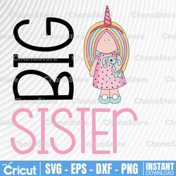 Big Sister Unicorn Doll Download, Unicorn Sublimation, doll, Big Sister Shirt, Sister Download, Big Sister to be,