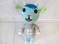 Sherb animal crossing plush, crochet goat toys, goat toys, cotton goat toy, handmade goat