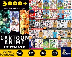 3000 files cartoon anime svg eps png, cartoon anime ultimate Bundle svg, for Cricut, Silhouette, digital, file cut