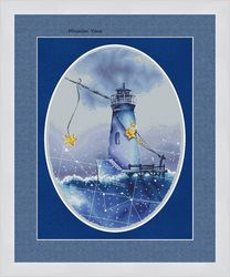 Lighthouse Cross Stitch Pattern, Seascape Cross Stitch Chart, Storm Sea Cross Stitch, Counted Cross Stitch, Digital PDF