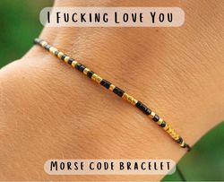 I Fucking Love You morse code bracelet, Best friend gifts, Adult friendship bracelet, Friend group gifts, Christmas gift