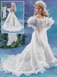 crochet pattern pdf- fashion doll barbie- pearl and lace barbie wedding dress crochet vintage pattern-doll dress pattern