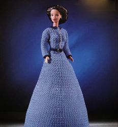 crochet pattern pdf- fashion doll barbie blue dress- crochet vintage pattern-doll dress pattern
