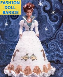 crochet pattern pdf- fashion doll barbie little mermaid costume- crochet vintage pattern-doll dress pattern