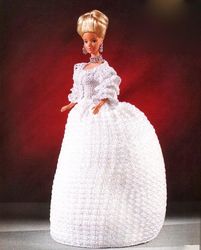 crochet pattern pdf- fashion doll barbie beautiful white dress crochet vintage pattern-doll dress pattern