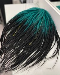 Synthetic DE dreads extensions, Green dreadlocks