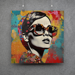Popart 1960th Woman portrait - Downloadable and Printable Digital painting