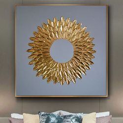 Gold and Gray Abstract Painting Original Wall Art | Gold Petals Textured art Golden modern wall decor