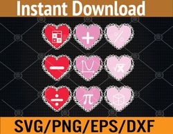 Valentine's Day Hearts Math Design Svg, Eps, Png, Dxf, Digital Download