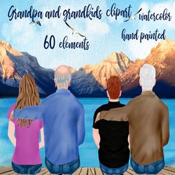 Grandpa clipart: "FATHER'S DAY CLIPART" Oldman clipart Older Man graphics Father with kids Grandfather clipart Father's
