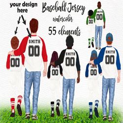 Baseball Jersey clipart: "FATHER'S DAY CLIPART" Daddy clipart Watercolor clipart Man Clipart Best Dad clipart Father and
