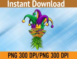 Upside Down Pineapple Mask Mardi Gras PNG Digital Download