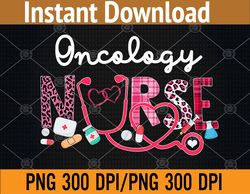 Oncology Nurse Leopard Plaid Love Heart Stethoscope RN Nurse PNG, Digital Download