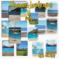 summer landscapes clipart: "beach landscapes" beach backdrop custom landscapes mug design diy greeting card summer backg