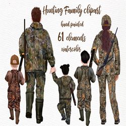 Hunting clipart: "FAMILY HUNTING" Hunters clipart Family clipart Father's day clipart Parents and kids Hunting graphics